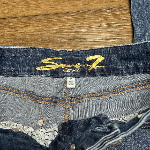 Seven7 Tummy less High Rise Skinny Dark Blue Denim Jeans Size 12 - Picture 4 of 8